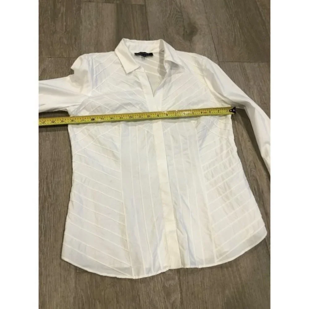 LAFAYETTE 148 women's white pleated cotton shirt size 6 - Picture 9 of 9